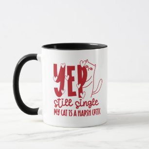 Mug Oui toujours célibataire Mon chat est un critique