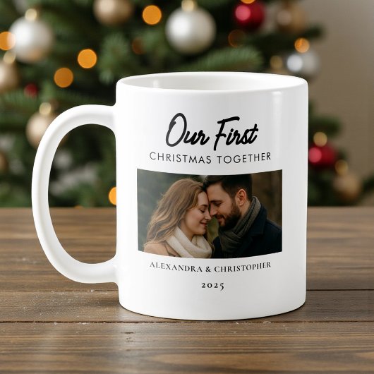 Mug Our First Christmas Together Photo Minimal Modern