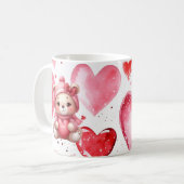 Mug Ours adorable tenant des coeurs Saint-Valentin (Devant gauche)
