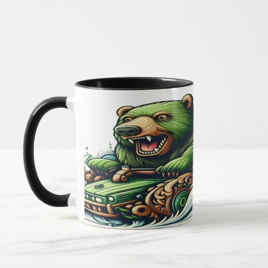 Mug Ours Animés à bord d'une voiture verte (Gauche)