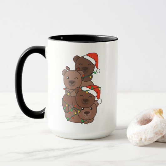 Mug Ours Arbre de Noël Animaux de Noël Ours (Avec donut)