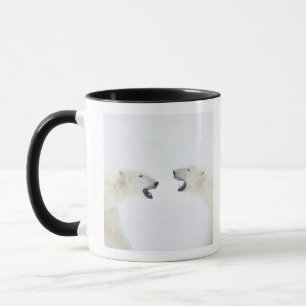 Mug Ours blancs se tenant sur la neige après le jeu