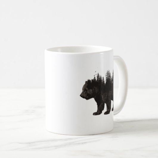 Mug Ours Brown avec une forêt sur le dos (Devant droit)