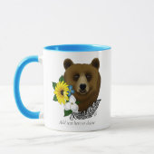 Mug Ours Brun Fleurs Bleues Plume Faune (Gauche)