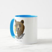 Mug Ours Brun Fleurs Bleues Plume Faune (Devant gauche)