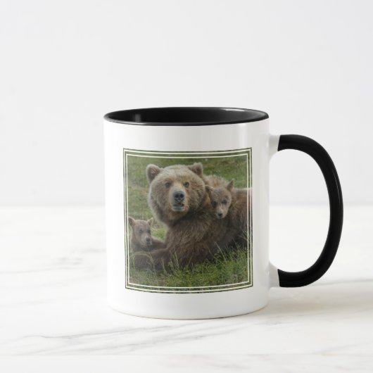 Mug Ours bruns câlinant avec leur mère (Droite)