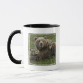 Mug Ours bruns câlinant avec leur mère (Gauche)