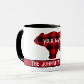 Mug Ours classique du pays, plaid noir rouge (Devant gauche)