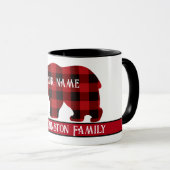 Mug Ours classique du pays, plaid noir rouge (Devant droit)