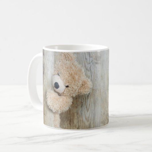 Mug Ours Cute Stuffé Mur Rustique En Bois (Devant gauche)