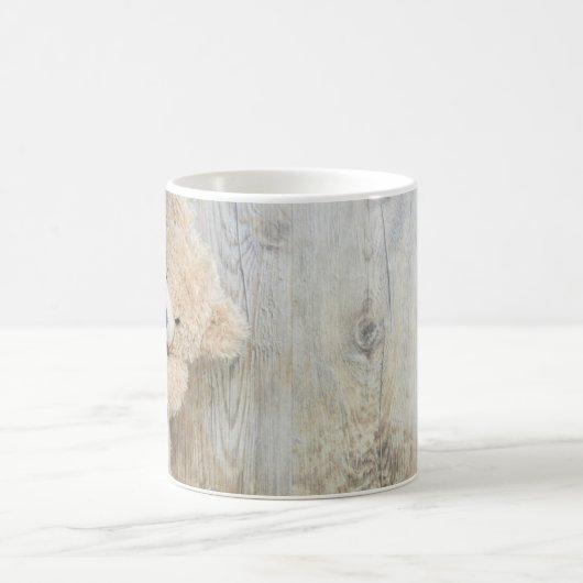 Mug Ours Cute Stuffé Mur Rustique En Bois (Centre)