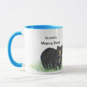 Mug ~ Ours de maman ~ Ours noir garniture bleue (Gauche)