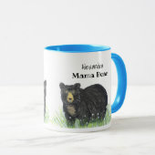 Mug ~ Ours de maman ~ Ours noir garniture bleue (Devant droit)