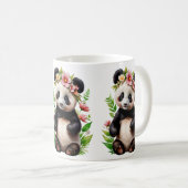 Mug Ours De Panda Transparent Avec Fleurs (Devant droit)