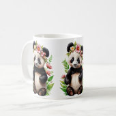 Mug Ours De Panda Transparent Avec Fleurs (Devant gauche)