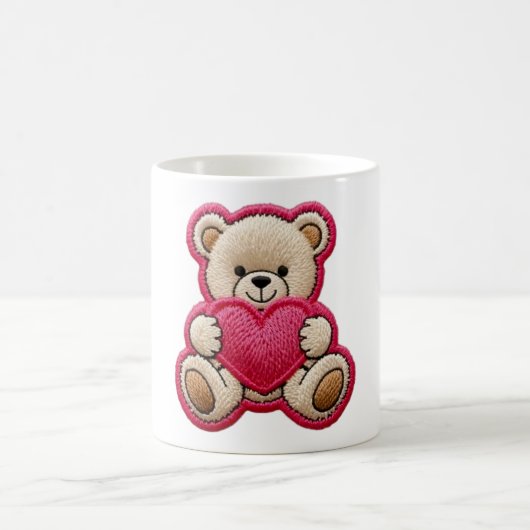 Mug Ours en patchwork tenant un cœur (Centre)