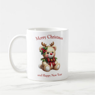 Mug Ours en peluche de Noël avec bois de cerf gui