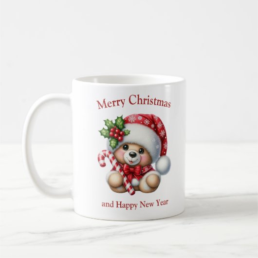 Mug Ours en peluche de Noël avec mistletoe et bonbons (Gauche)