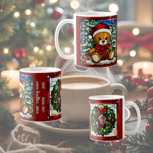 Mug Ours en peluche de Noël Faux Vitrail