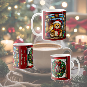 Mug Ours en peluche de Noël Faux Vitrail