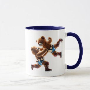 Mug Ours en peluche lutteurs en pleine action.