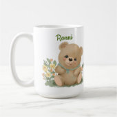 Mug ours en peluche mignon en pivoines (Gauche)