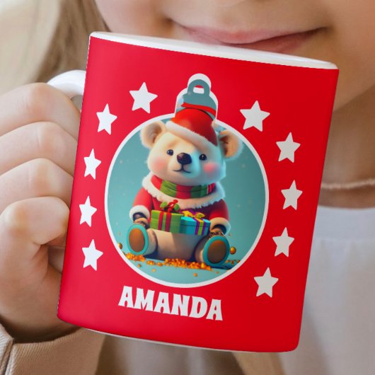 Mug Ours en peluche Noël Rouge Enfants Chocolat chaud 