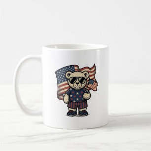 Mug Ours en peluche patriotique vintage gravure chemis