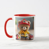 Mug Ours en peluche pompier professionnel. (Gauche)