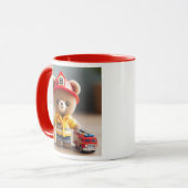 Mug Ours en peluche pompier professionnel. (Devant gauche)