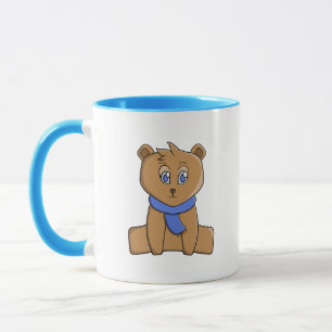 Mug Ours en peluche portant une écharpe bleue