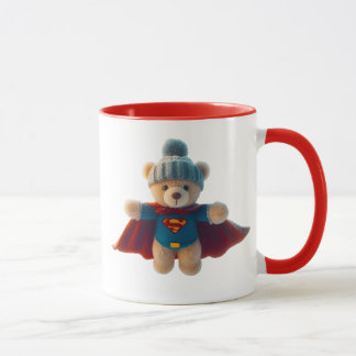 Mug Ours en peluche super-héros avec bonnet.