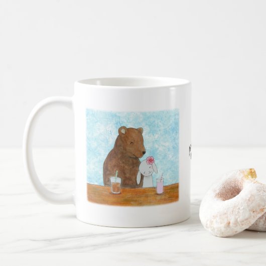 Mug Ours et lapin au pique-nique Cute Couple Nom perso (Avec donut)