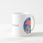 Mug Ours et lapin sous parapluie Nom personnalisé Cade (Devant droit)