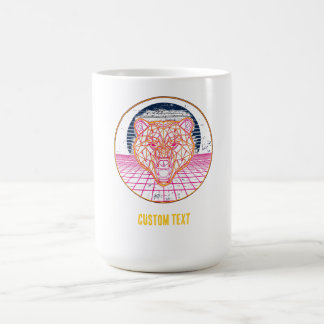 Mug Ours géométrique cyberpunk rétro néon art graphiqu