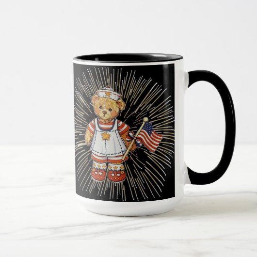 Mug Ours infirmière vintage avec feux d'artifice blanc (Droite)
