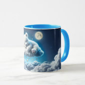 Mug Ours magique nuit onirique pastel bleu art (Devant droit)