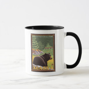 Mug Ours noir dans la forêt - parc national de Denali,