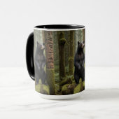 Mug Ours noir et totem Poteau Art de la faune (Devant gauche)