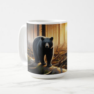 Mug Ours noir sur la scène forestière
