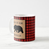 Mug Ours Noir Sur Un Plaid Rouge Et Noir Personnalisé (Devant gauche)