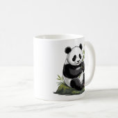 Mug Ours Panda Mignon Branchu Avec Verdure Bambou (Devant droit)