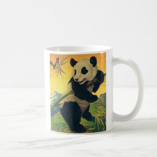 Mug Ours panda mignon vintage mangeant du bambou, anim