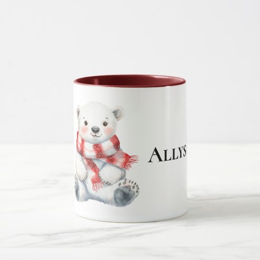 Mug Ours polaire avec Peppermenthe rouge blanc écaille (Centre)