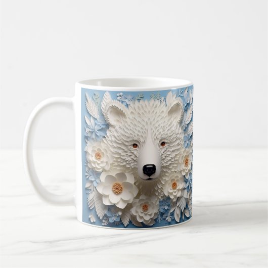 Mug Ours polaire blanc imprimé 3D (Gauche)