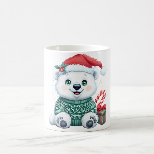 Mug Ours polaire de Noël mignon en pull festif (Centre)