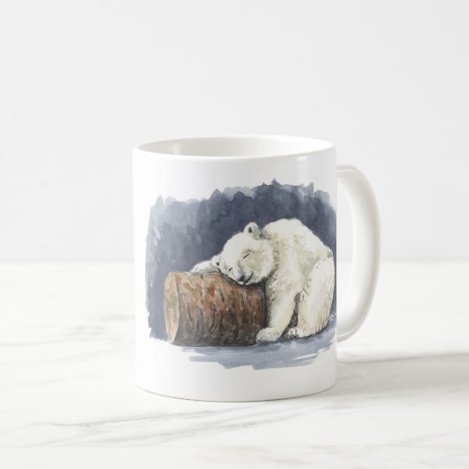 Mug Ours polaire dormant, aquarelle (Devant droit)