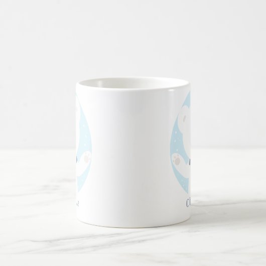 Mug Ours polaire mignon avec Écharpe bleue Noël (Centre)