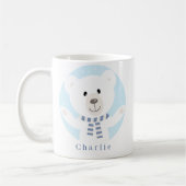 Mug Ours polaire mignon avec Écharpe bleue Noël (Gauche)