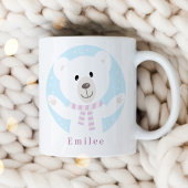Mug Ours polaire mignon avec Écharpe rose Noël